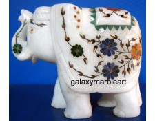 Agra marble inlay handicraft elephant ht 5" e-514